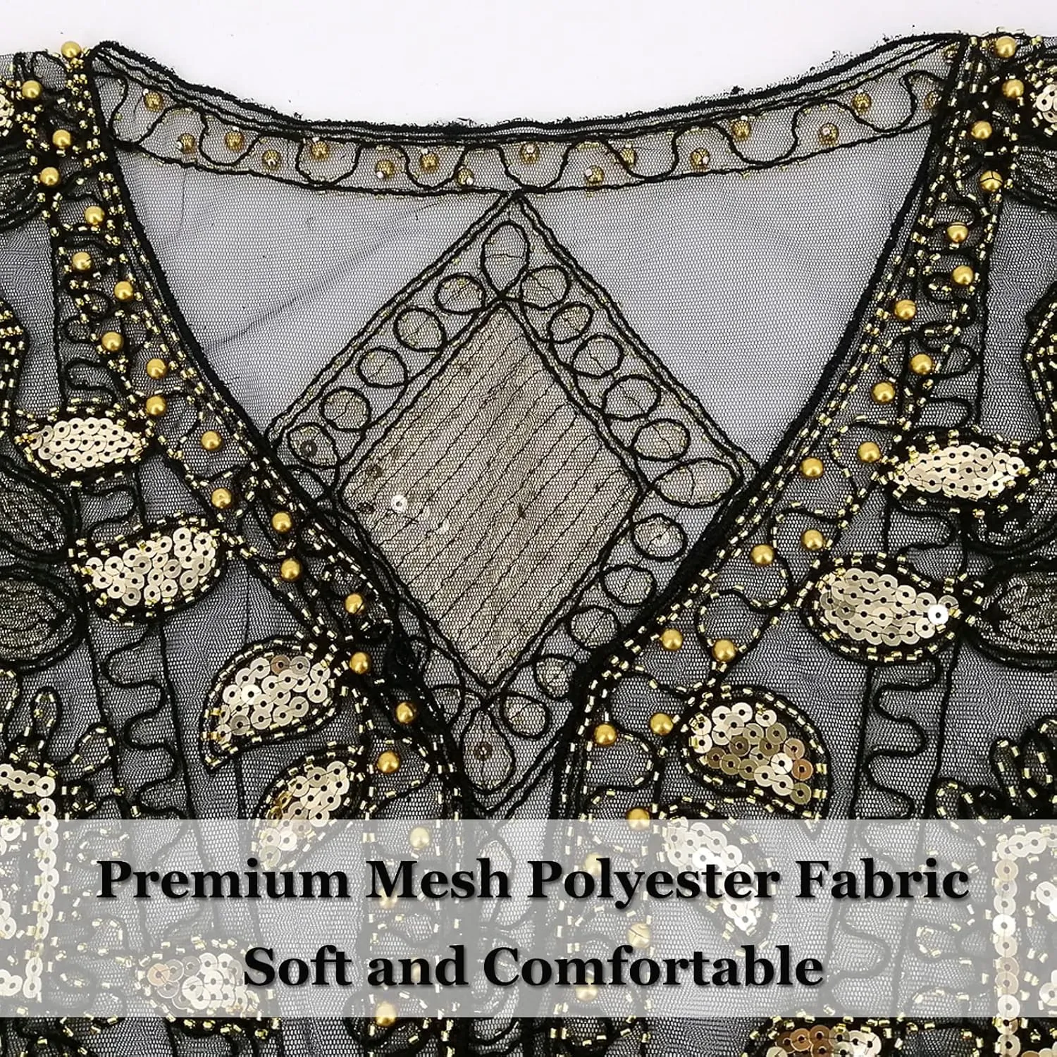 1920s Womens Shawl Wraps Sequin Beaded Bridal Shawls Flapper Evening Cape