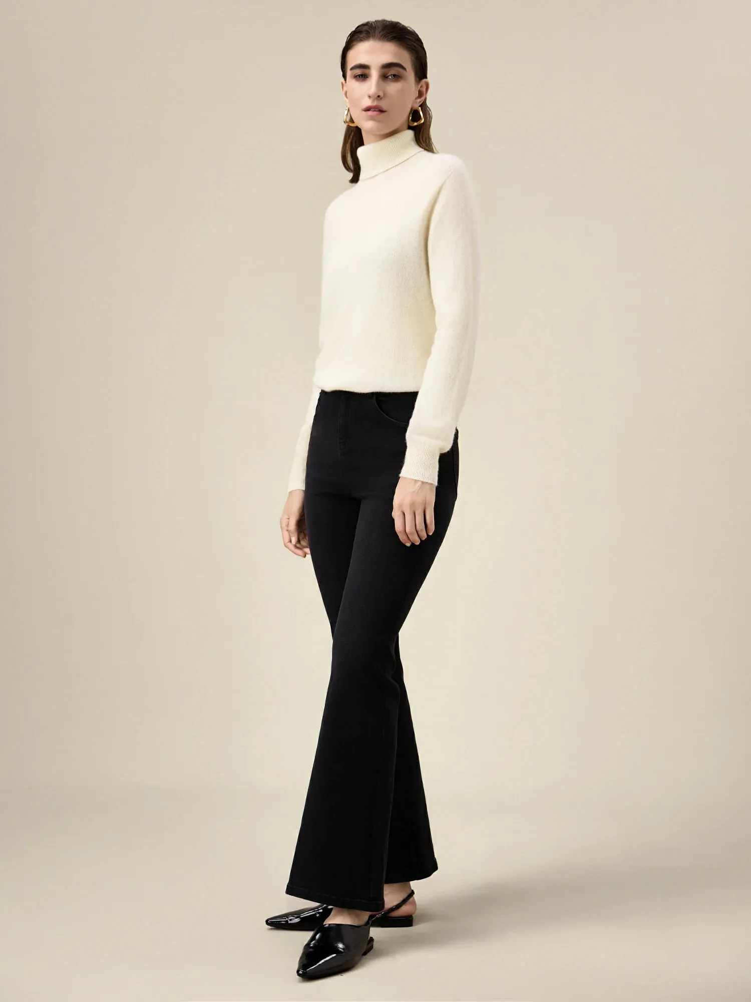 Amoretu Women's 90.9% Cashmere Turtleneck Knitted Sweater