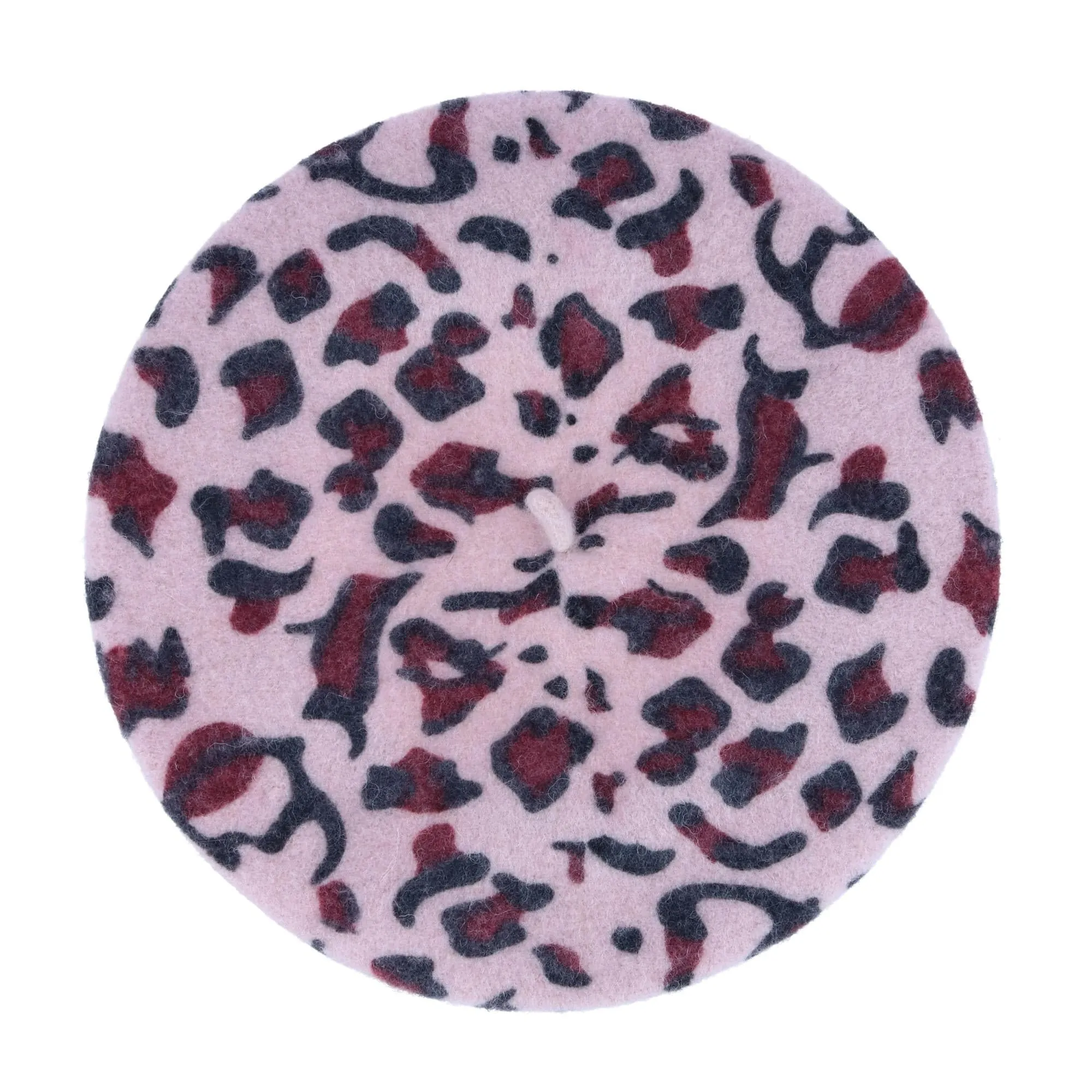 Angela & William Women's French Leopard Print Wool Beret Hat