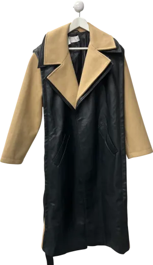 ASOS Black Brave Shearling Long Coat In Brown UK 8