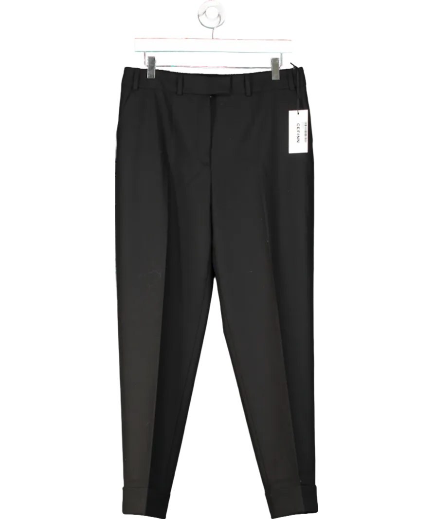 Cefinn Black Clement New Wool Easy Waist Turn Up Trouser UK 12