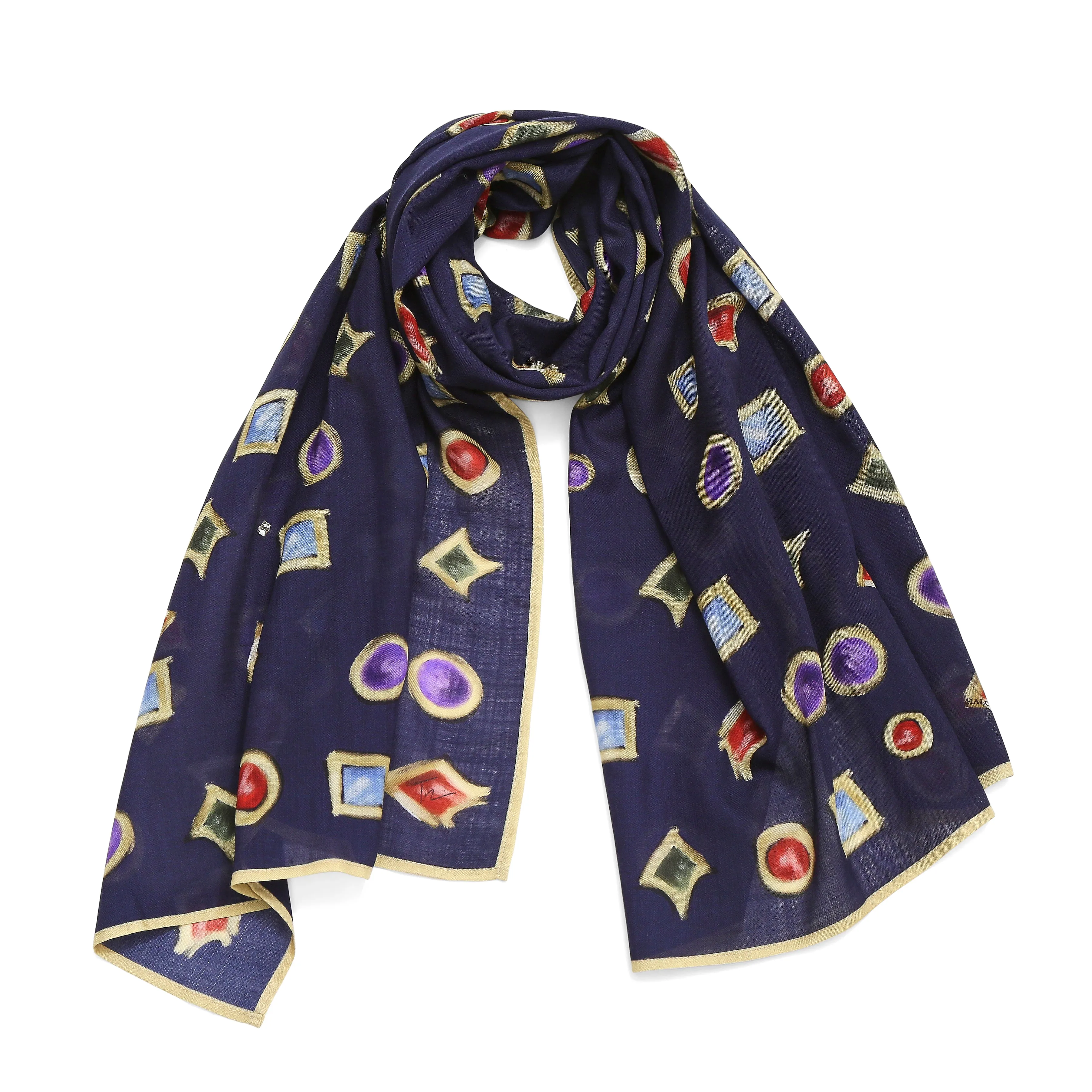 Jewels Wool Silk Scarf