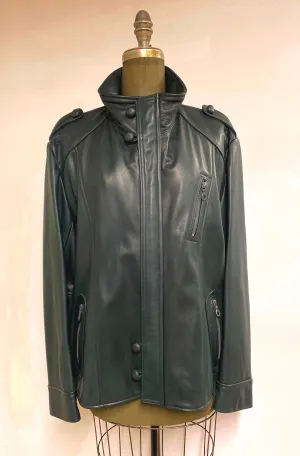 Mens Leather Car Coat- Style #AB117ZJ