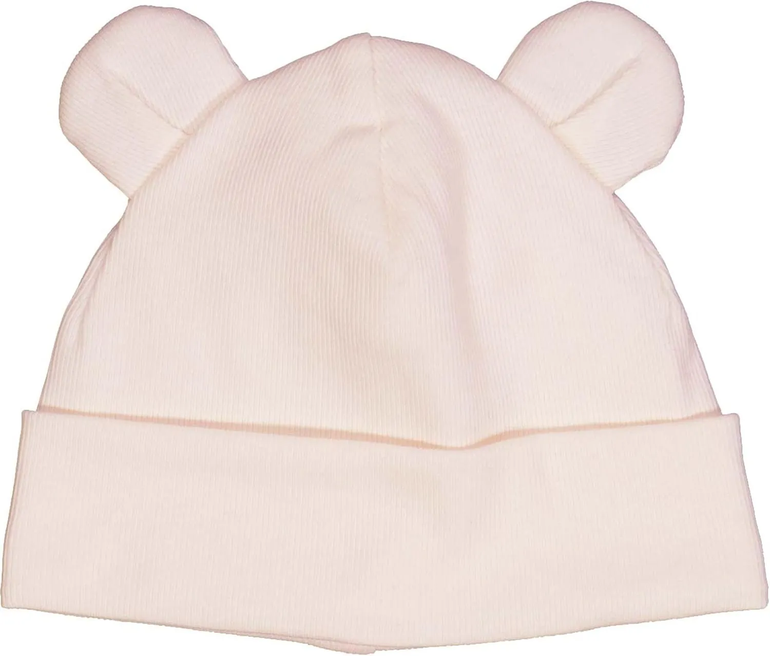 Soft Organic Cotton Rib Bear Baby Beanie Hat with Folded Edge & Cute Teddy Bear Ears Stretchy, Comfortable Machine Washable