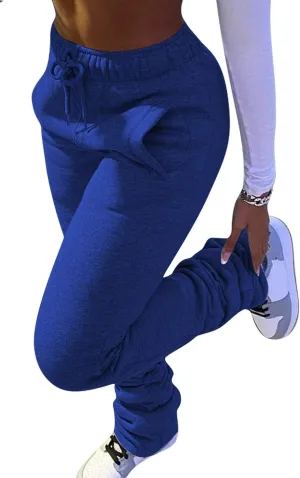 Womens Stacked Fleece Sweatpants Sherpa Lined Thicked Warm Athletic Active Jogger Ruched Lounge Pants