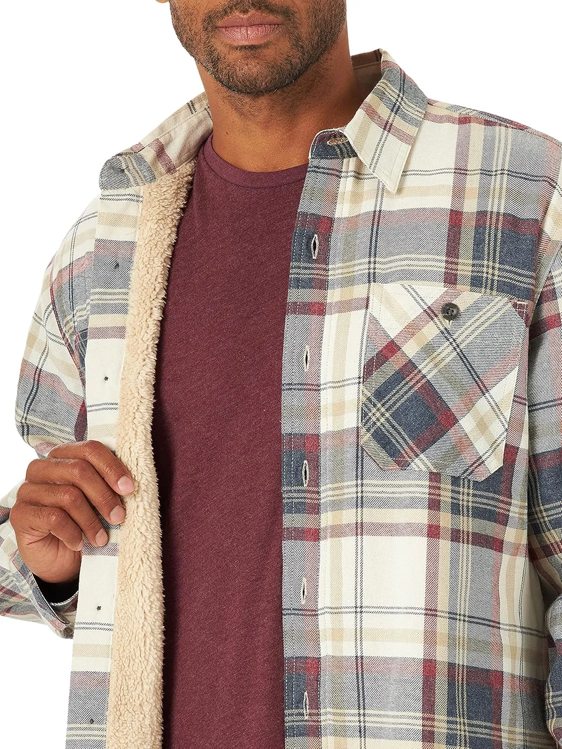 Wrangler Authentics Men's Long Sleeve Sherpa Lined Shirt Jacket