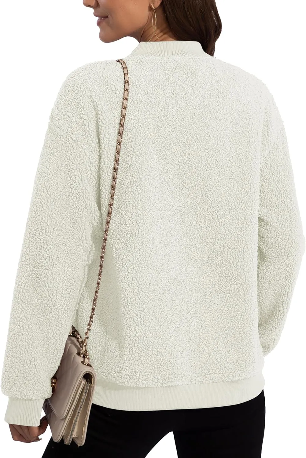 YUCOLEN Women's Fleece Bomber Jacket Trendy Full Zip Sherpa Jackets Warm Winter Coat with Pockets