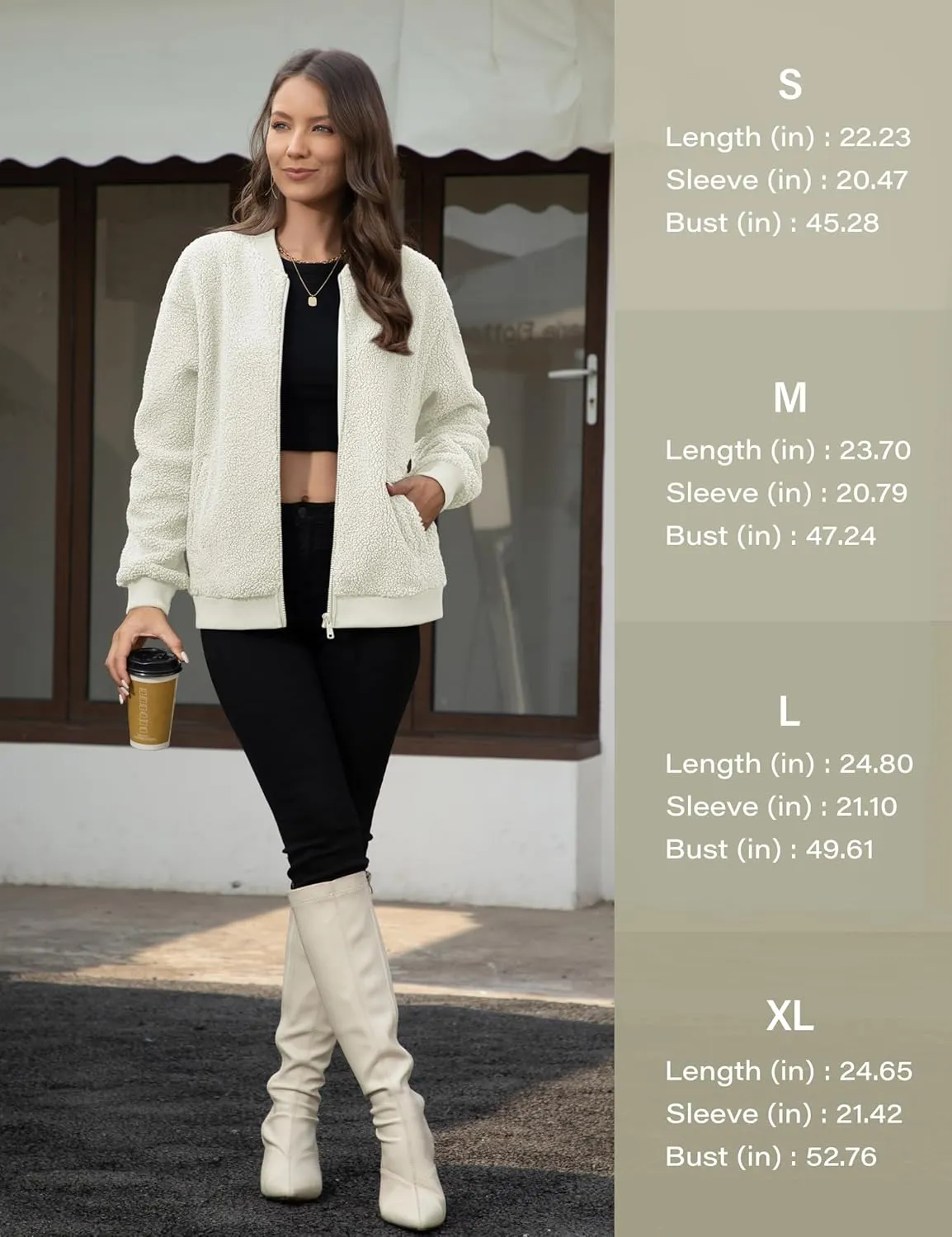 YUCOLEN Women's Fleece Bomber Jacket Trendy Full Zip Sherpa Jackets Warm Winter Coat with Pockets