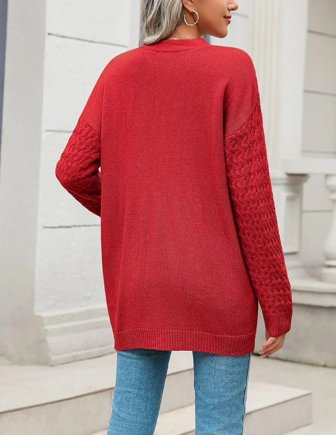 Zeagoo Womens 2025 Long Sleeve Chunky Cable Knit Fall Cardigans Sweaters Button Down Open Front Outerwear with Pockets